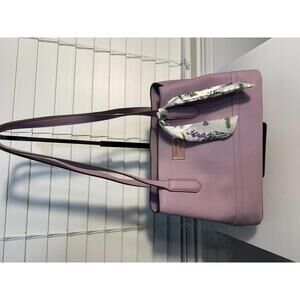 Nanette Lepore Lavender Pebbled Vegan Leather Shoulder Bag with Floral Scarf